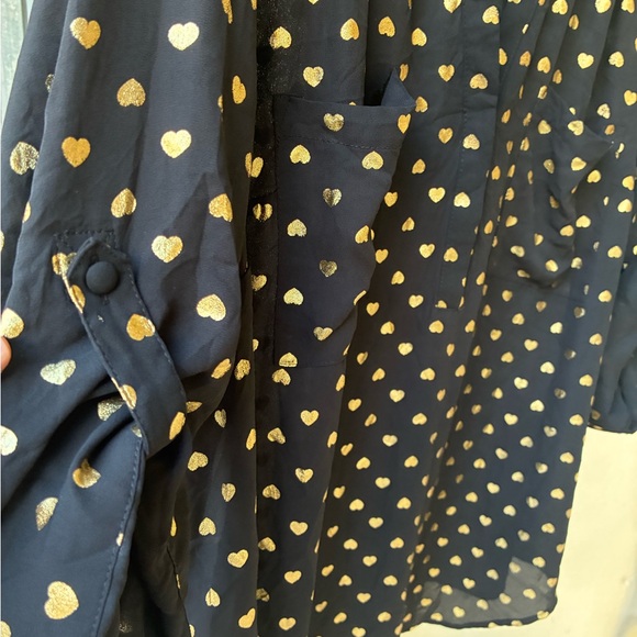 Torrid Gold Heart Print Harper Blouse Size 3 Plus Size Black - Picture 7 of 10